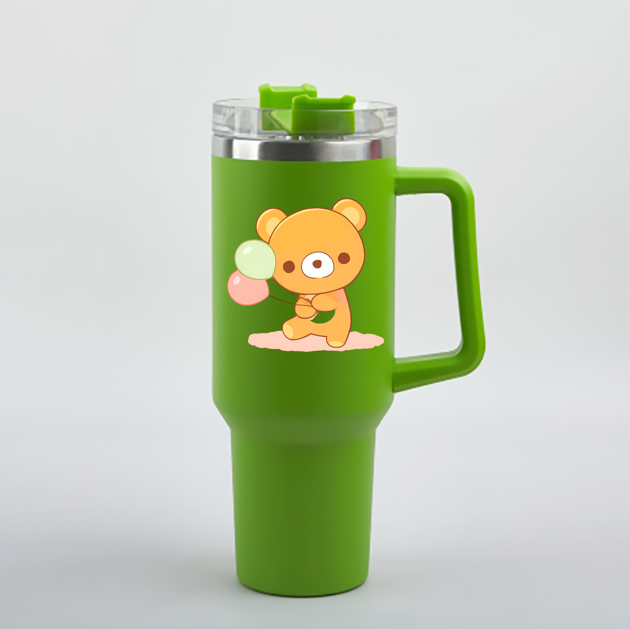 （画像用） リラックマ リラックマ キイロイトリ Rilakkuma Korilakkuma Kiiroitori 1200mL車用タンブラー - クリスタルステッカー（プラスチックストロー付き）